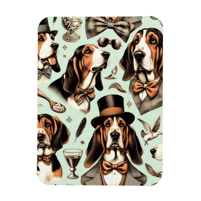 Ímã Vintage Basset Hound Seimune (Vertical)