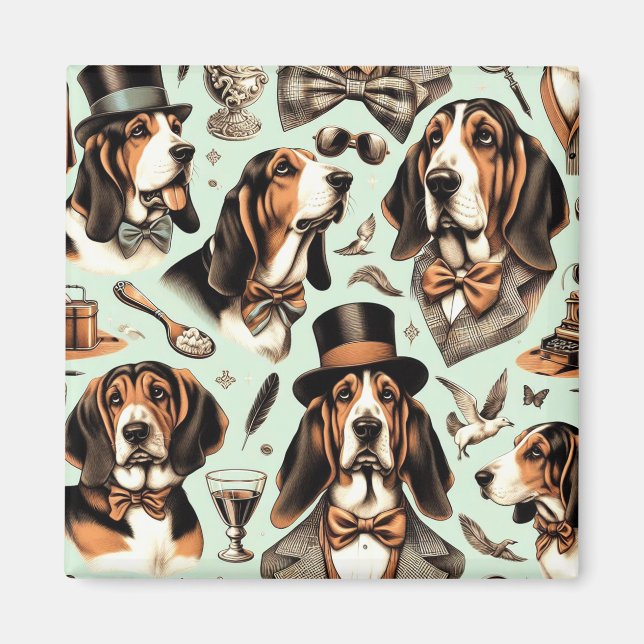 Imã Vintage Basset Hound Seimune (Frente)