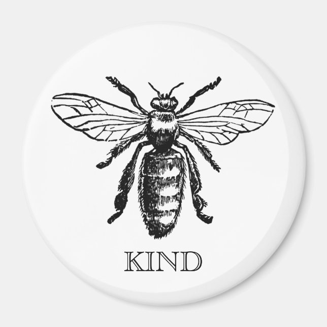 Imã Vintage Bee Be Kind Magnet (Frente)
