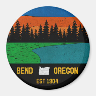 Imã Vintage Bend Oregon Mountain Retro Souvenir