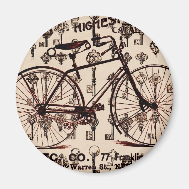 Imã Vintage Bicycle Steampunk design (Frente)