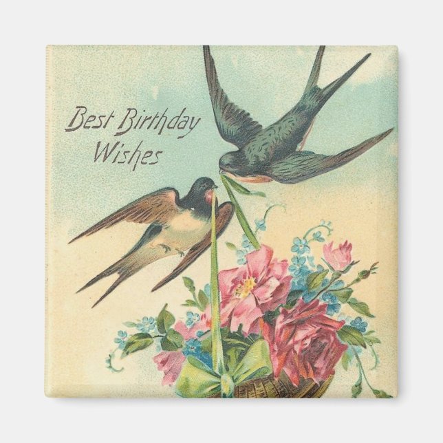 Imã Vintage Birthday Barn Swallow (Frente)