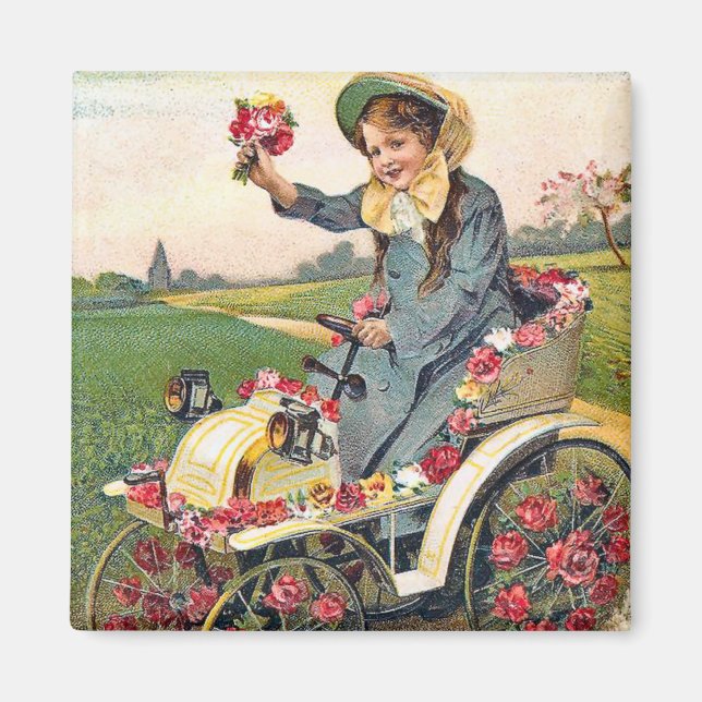 Imã Vintage Birthday Saudação (Frente)