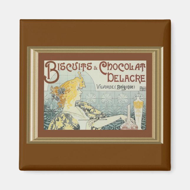 Imã Vintage Biscuits Chocolat Delacre Ad Magnet (Frente)