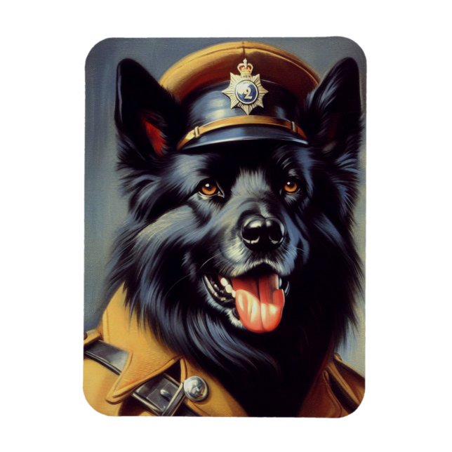 Ímã Vintage Black German shepherd Painting (Vertical)