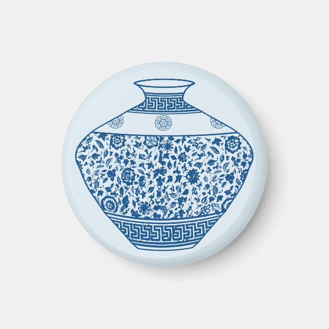 Imã Vintage Blue Chinoiserie Vase Ginger Jar (Frente)