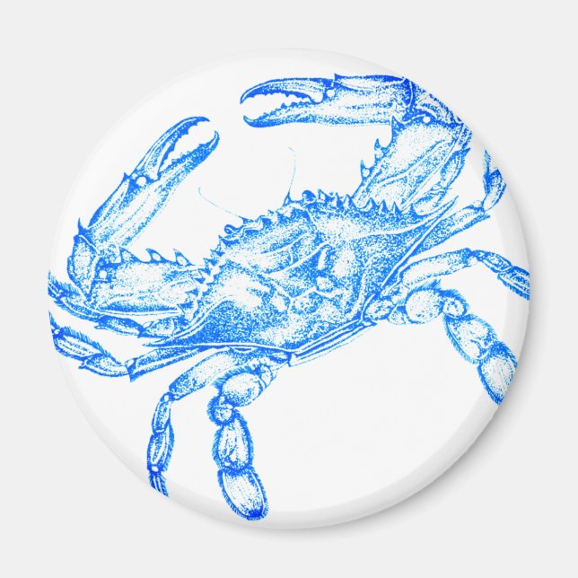 Imã Vintage  blue  crab - round (Frente)