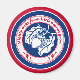 Imã Vintage Blue Red White Proverb Oak Acorn Ink Art