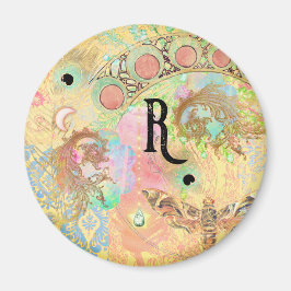 Imã Vintage boêmia, arte hippie pastel única