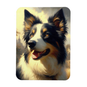 Ímã Vintage Border Collie Painting