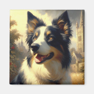Imã Vintage Border Collie Painting