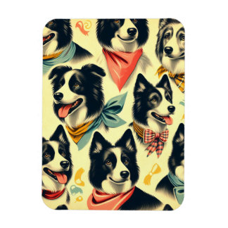 Ímã Vintage Border Collie Seamless
