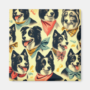 Imã Vintage Border Collie Seamless