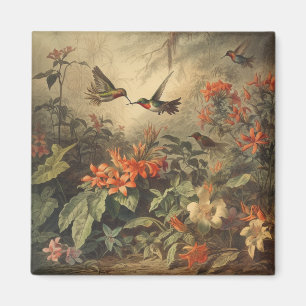 Imã Vintage botânica de beija-flores
