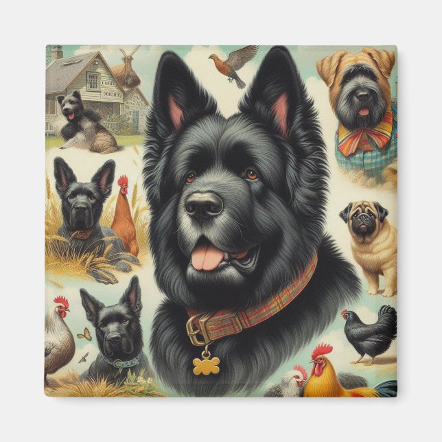 Imã Vintage Bouvier des Flandres Seamless (Frente)