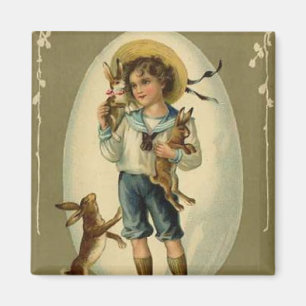 Imã Vintage Boy com coelhos