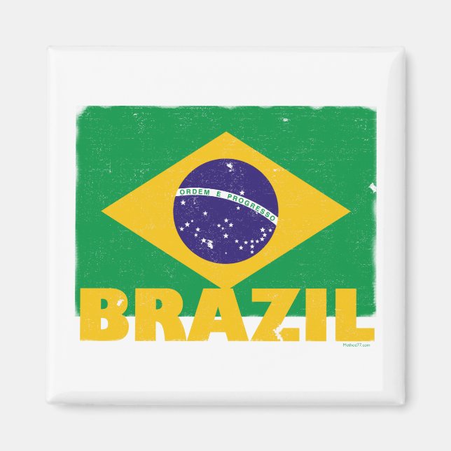 Imã Vintage Brasil Flag Magnet (Frente)