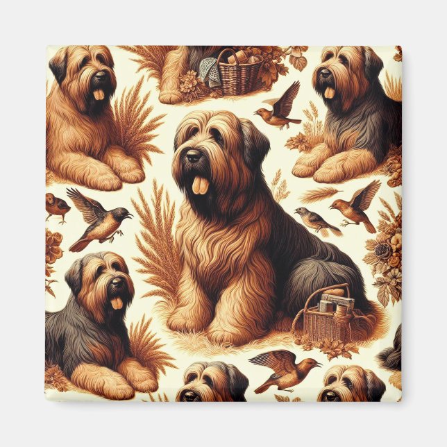 Imã Vintage Briard Dog Seamless (Frente)