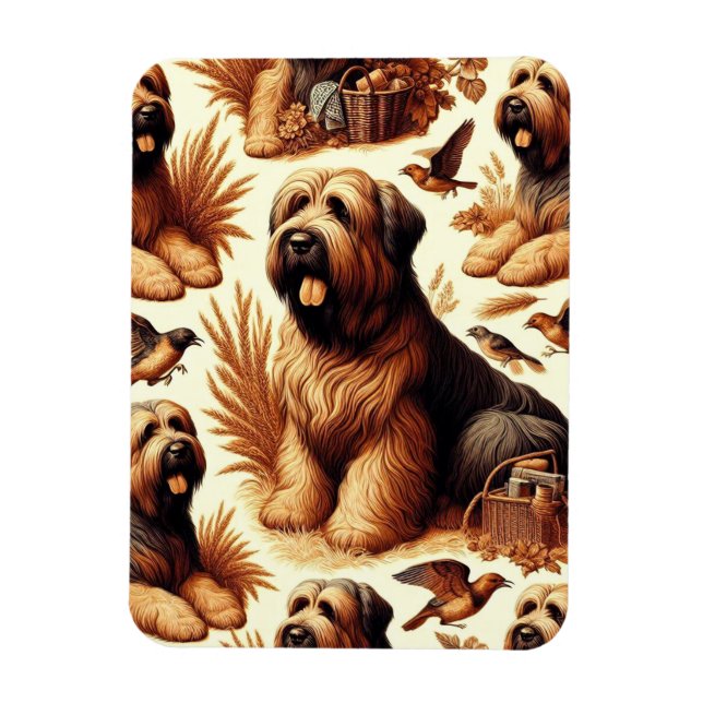 Ímã Vintage Briard Dog Seamless (Vertical)