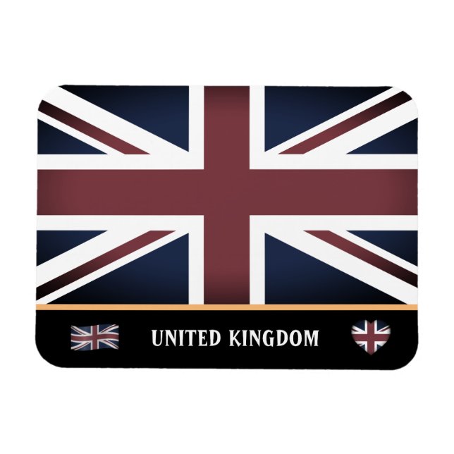 Ímã Vintage British Flag & England / Reino Unido (Horizontal)