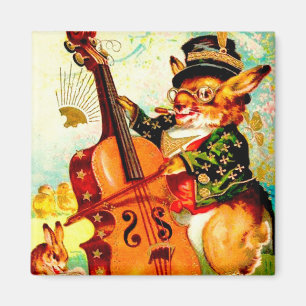 Imã Vintage Bunny Brincando com a Saudação de Pásco