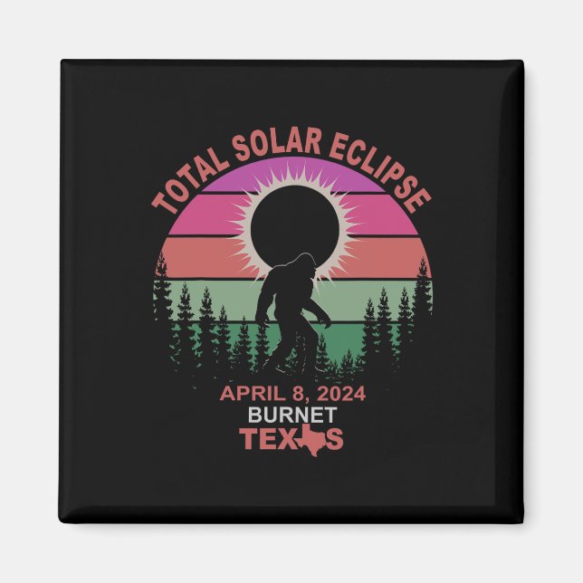 Imã Vintage Burnet Texas Total Solar Eclipse 2024 (Frente)