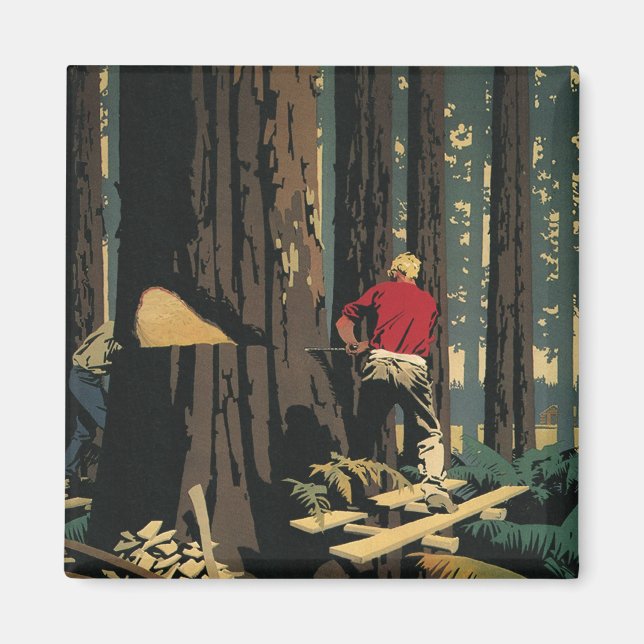 Imã Vintage Business, Lumber Industry Redwood Forest (Frente)