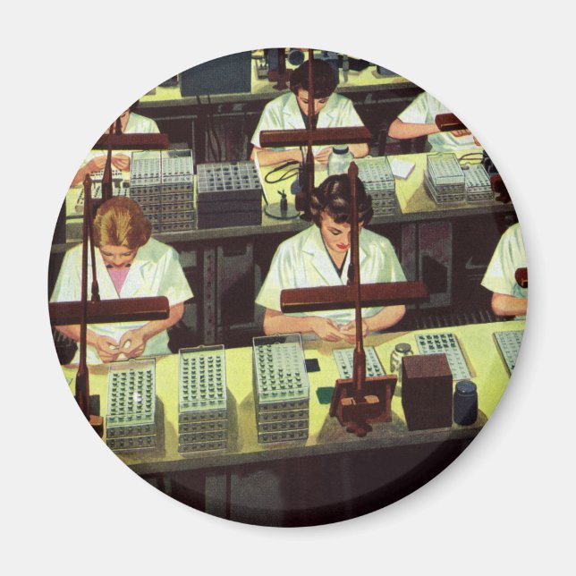 Imã Vintage Business, Telephone Assembly Line Workers (Frente)