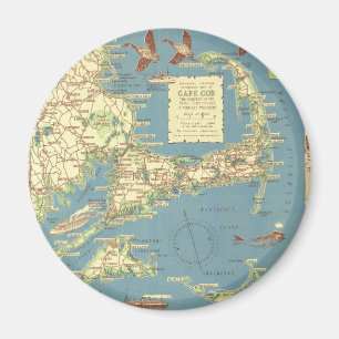 Imã Vintage Cape Cod Mapa (1940)