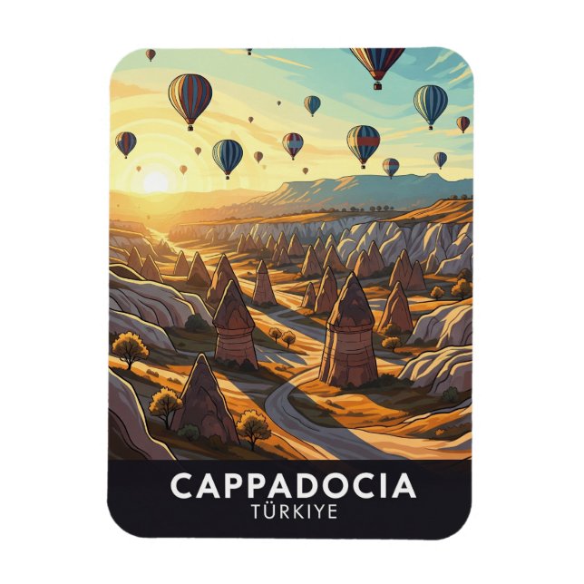 Ímã Vintage Cappadocia Turkey Hot Air Balloons Viagem (Vertical)