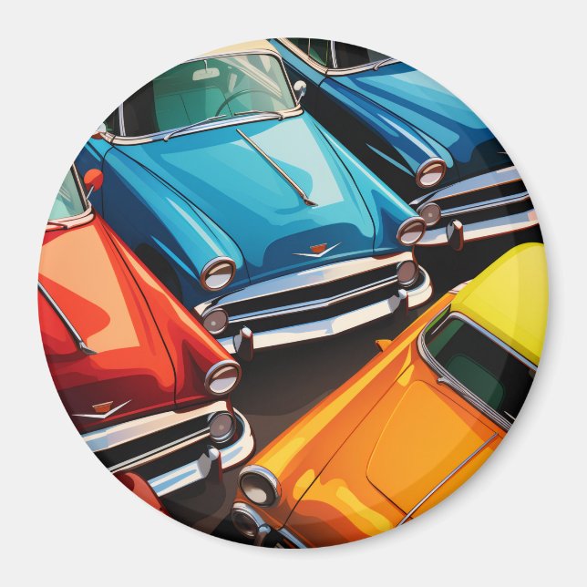 Imã Vintage Cars Pattern (Frente)