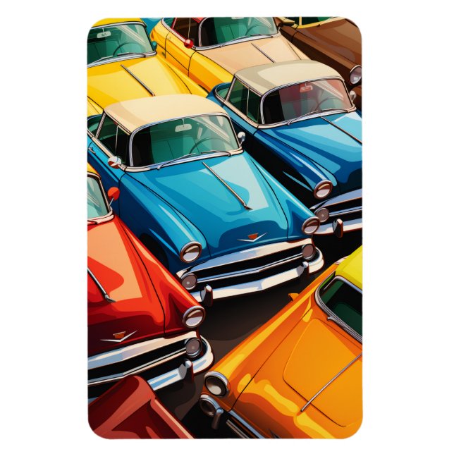 Ímã Vintage Cars Pattern (Vertical)