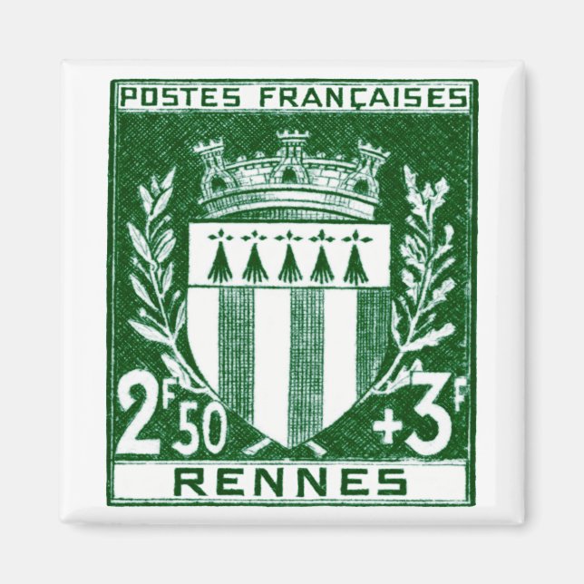 Imã Vintage Casaco de Arms Rennes, França (Frente)