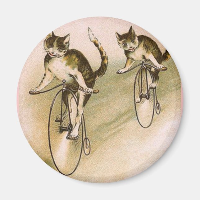 Imã Vintage Cats on Bikes (Frente)
