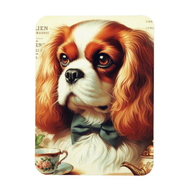 Ímã Vintage Cavalier King Charles Spaniel Painting (Vertical)