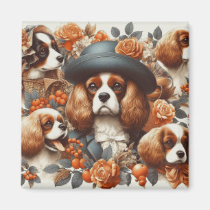 Imã Vintage Cavalier King Charles Spaniel Painting
