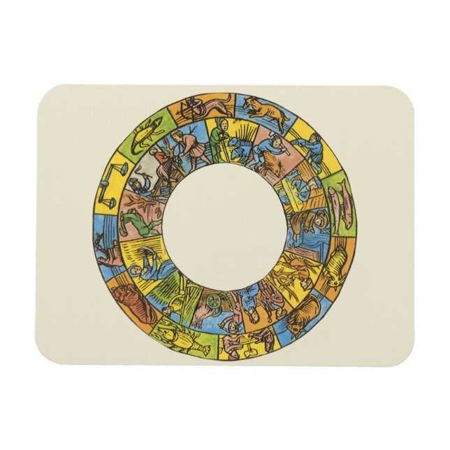 Ímã Vintage Celestial, Roda Zodiac Astrológica (Horizontal)