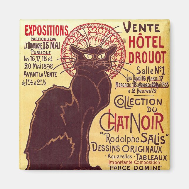 Imã Vintage Chat Noir, Vente Hôtel Drouot Steinlen (Frente)
