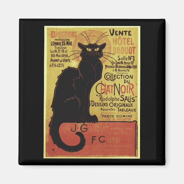 Imã Vintage Chat Noir, Vente Hôtel Drouot Steinlen (Frente)