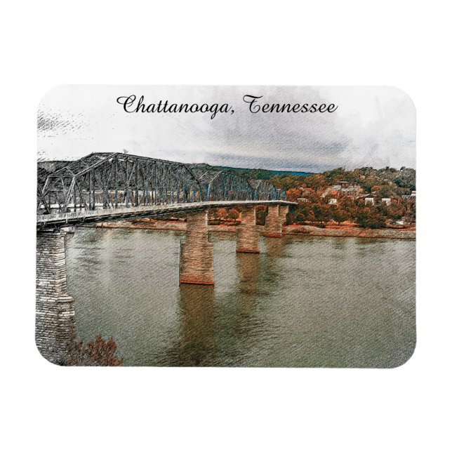Ímã Vintage Chattanooga, Ponte Walnut do Tennessee (Horizontal)