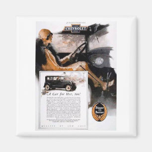 Imã Vintage Chevrolet Ad com Mulher