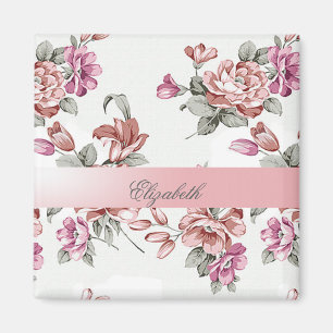 Imã Vintage Chic Feminino Flores-Personalizadas