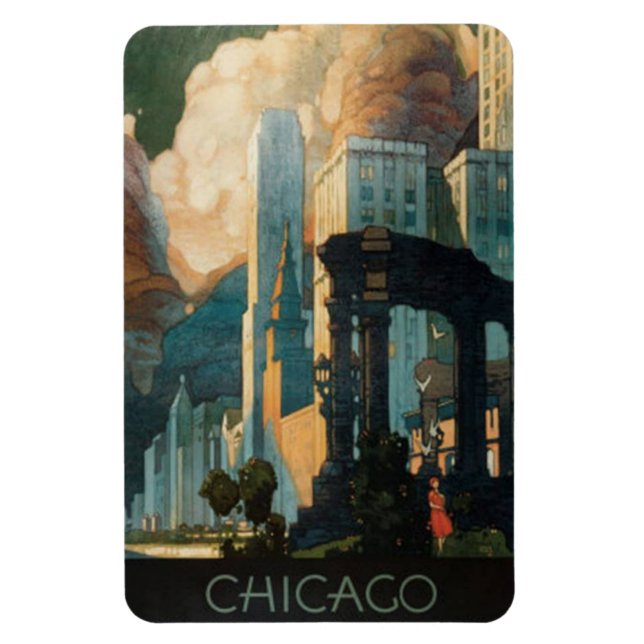 Ímã Vintage Chicago, EUA - (Vertical)
