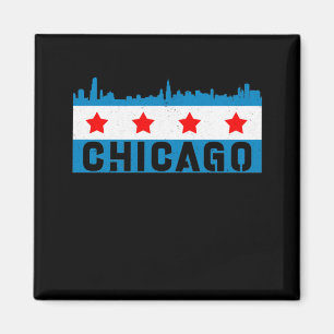 Imã Vintage Chicago Flag Skyline