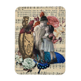 Ímã Vintage Children & Floral Collage