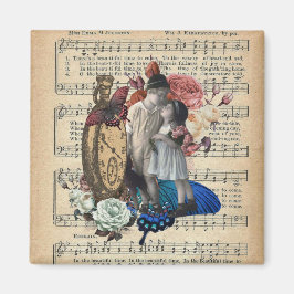 Imã Vintage Children & Floral Collage