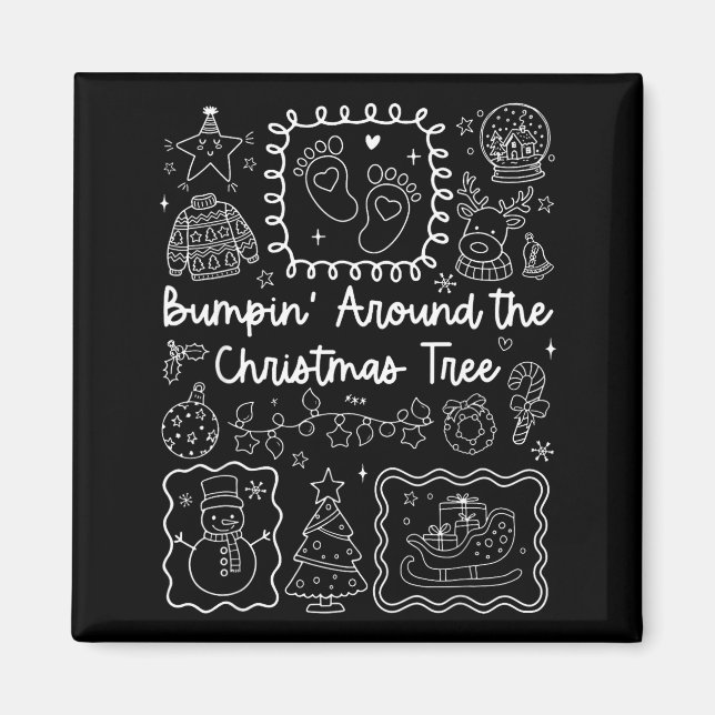 Imã Vintage Christmas Tree Christmas Pregnancy Announc (Frente)