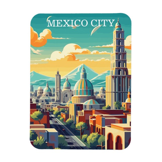Ímã Vintage Cidade do México Viagem Souvenir (Vertical)