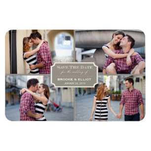 Ímã Vintage Classic Bookplate Quatro Foto Salvar A Dat