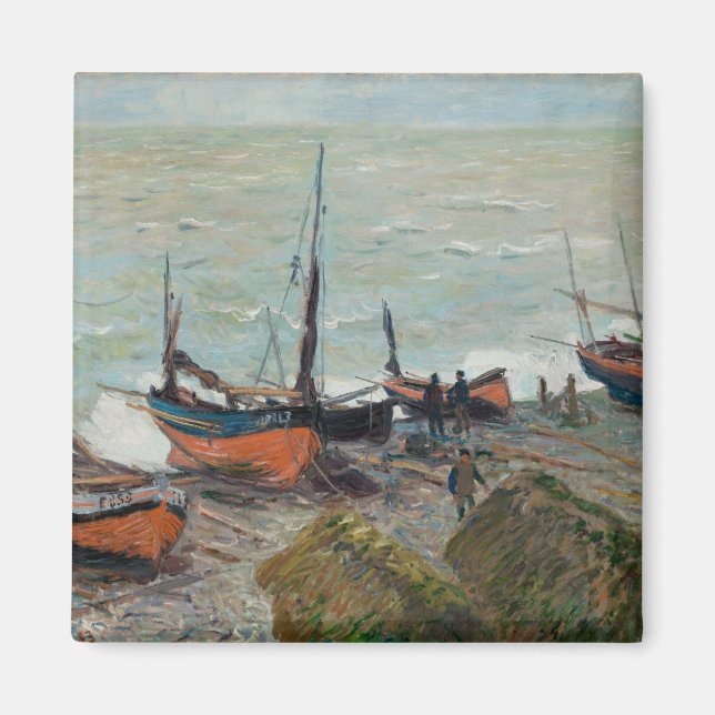 Imã Vintage Claude Monet Barcos De Pesca (Frente)